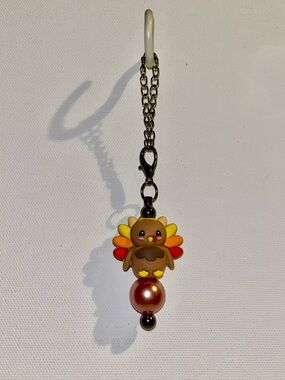 Brown Turkey Harvest Cup Charm with Copper, Yellow, Orange & Red Accents
